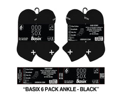ODD SOX Ankle Sox Basix 6 Pack  Black (39587BXM6PKAB)