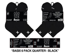 ODD SOX 6 pack mens black quarter sox