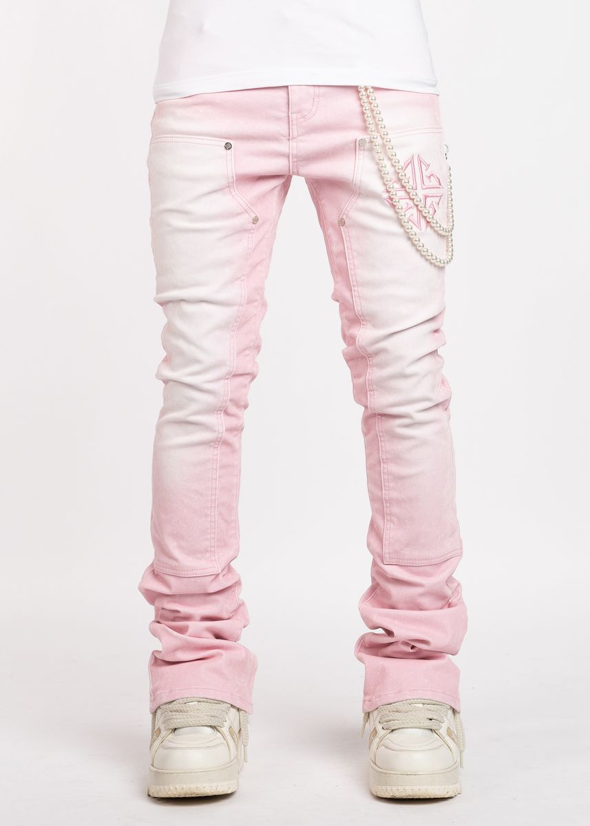 GUAPI Terciopelo Rosa Carpintero Apilado Denim Terciopelo-Rosa