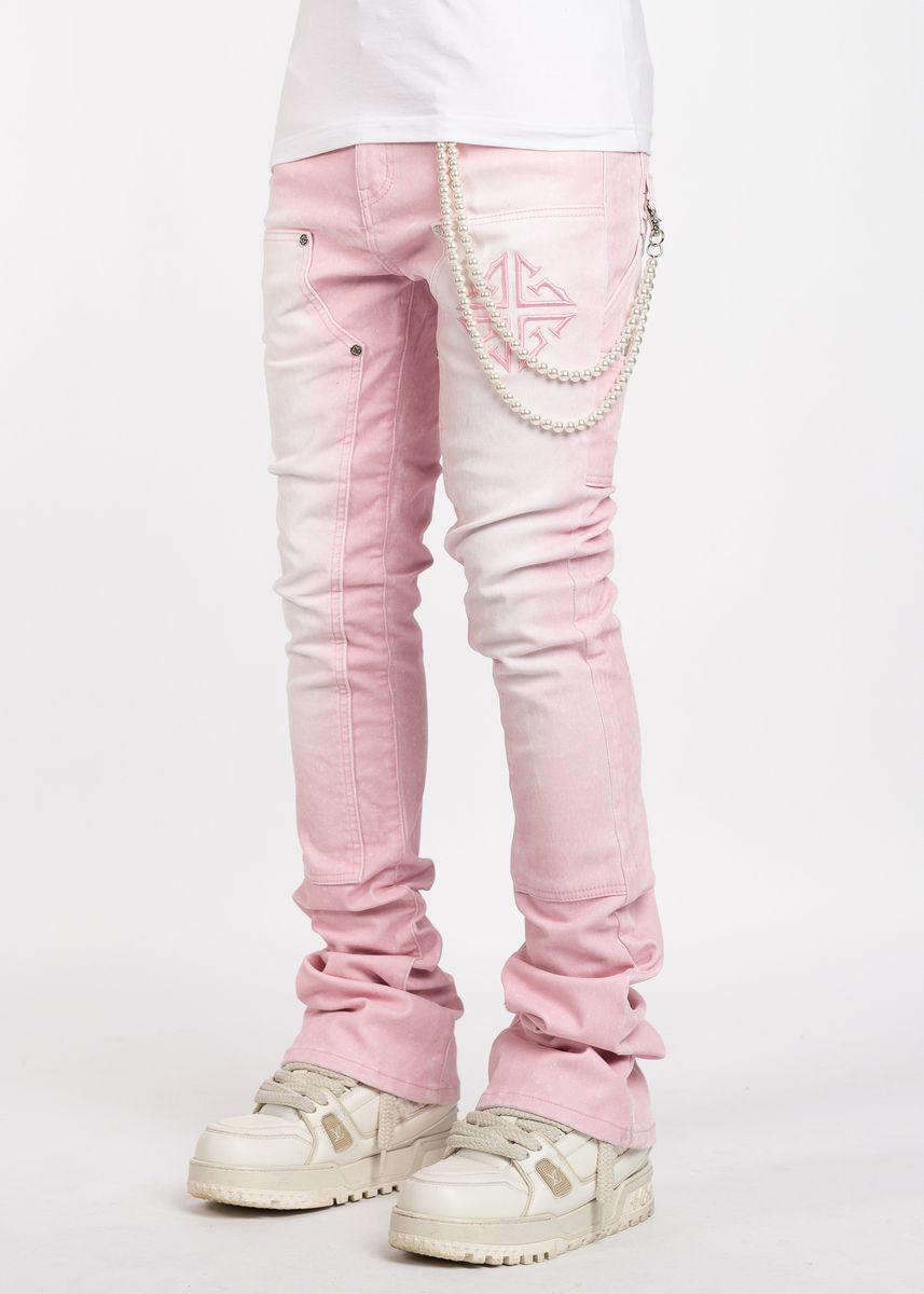 GUAPI Terciopelo Rosa Carpintero Apilado Denim Terciopelo-Rosa