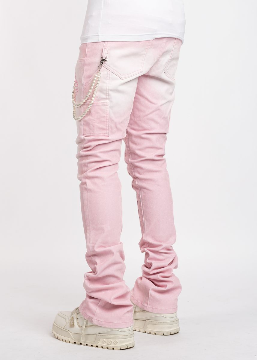 GUAPI Terciopelo Rosa Carpintero Apilado Denim Terciopelo-Rosa