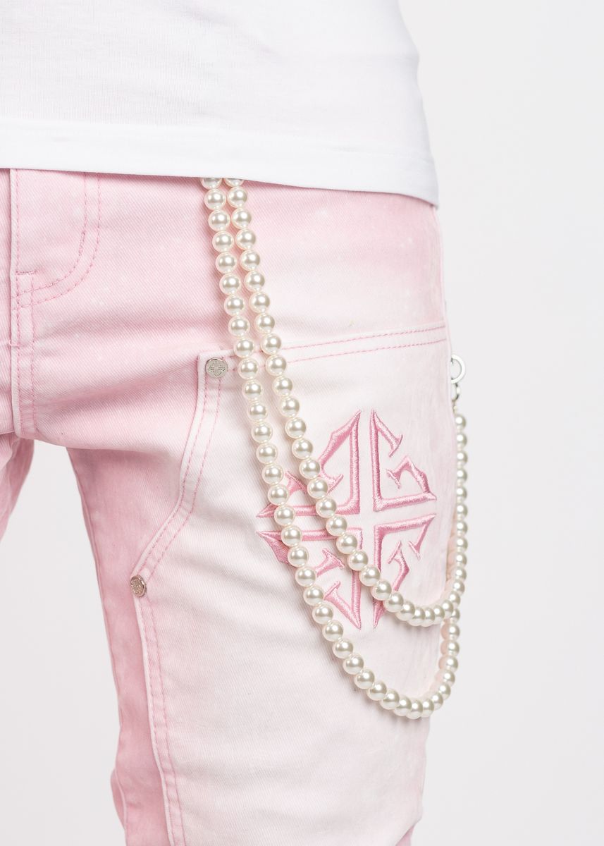 GUAPI Terciopelo Rosa Carpintero Apilado Denim Terciopelo-Rosa