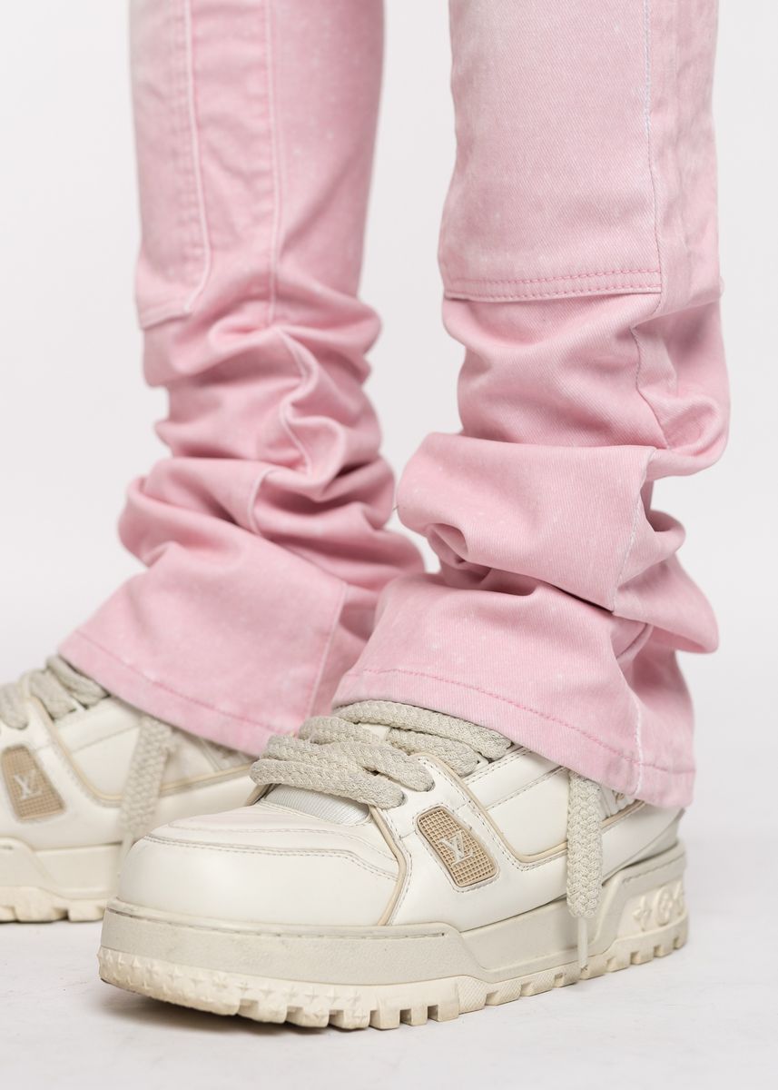 GUAPI Terciopelo Rosa Carpintero Apilado Denim Terciopelo-Rosa