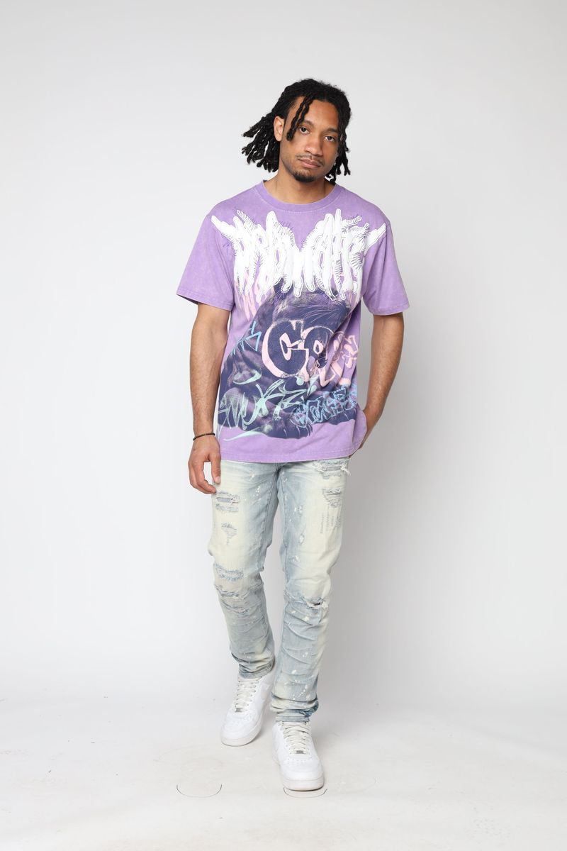 Vaqueros vintage Smoke Rise con roturas y reparación, JP25211, azul acuario