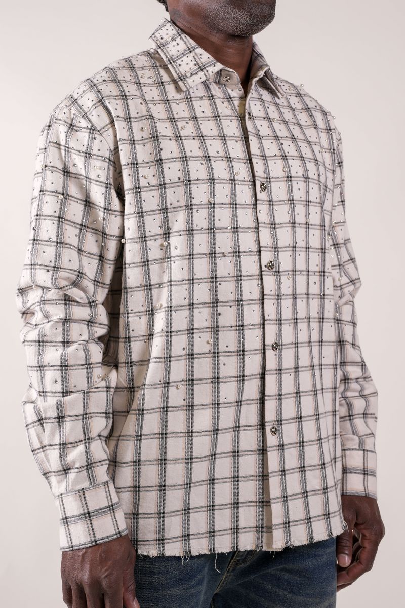 PAPER MOMEY Diamond District Flannel with Rhinestones and Pearls