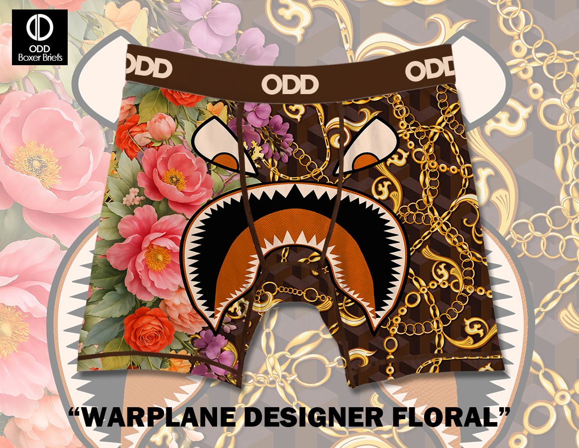 ODD Warplane Designer Floral - Mens Boxer Briefs (XU41569MBB)