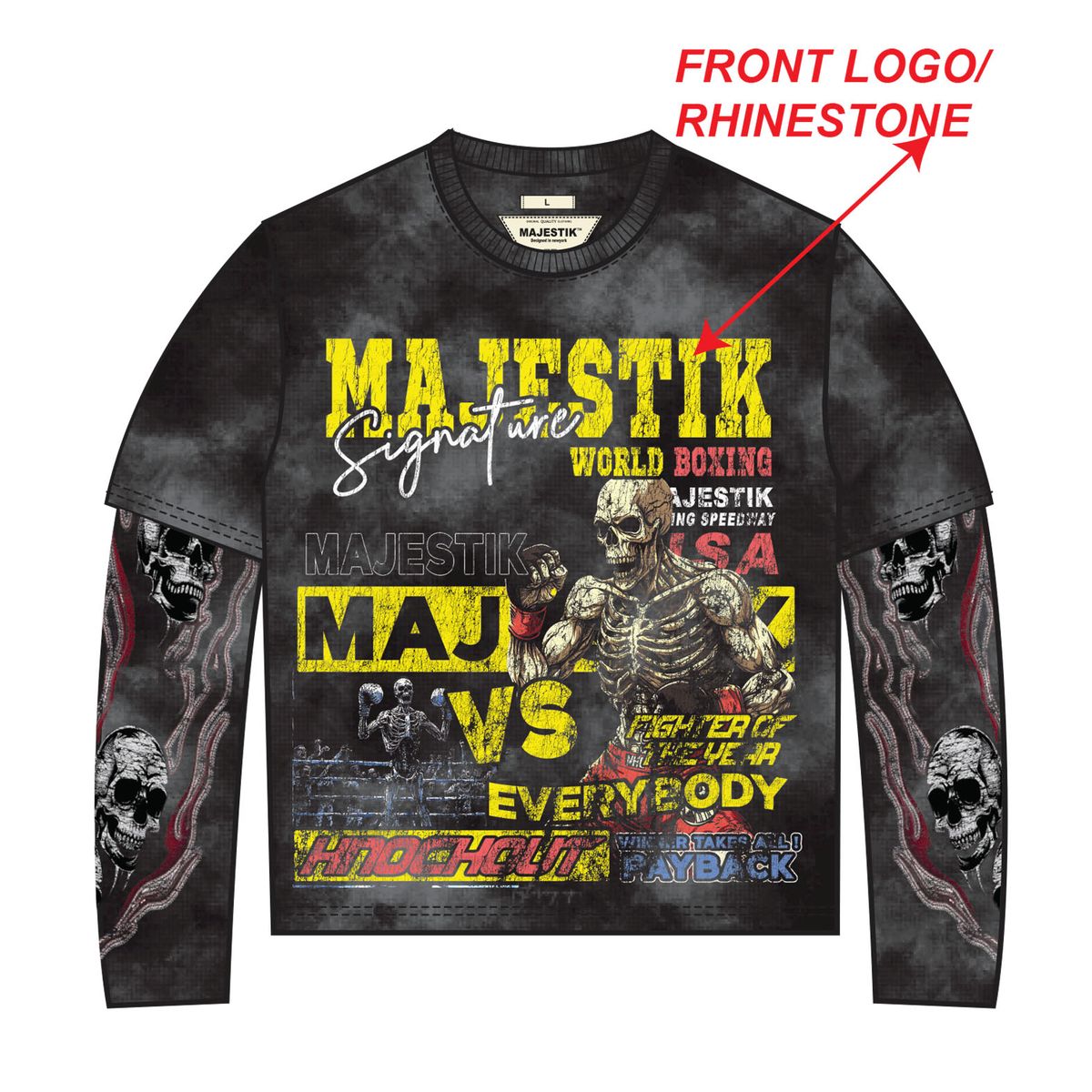 MAJESTIK MEN’S GARMENT DYED TWOFER(W/THERMAL) TW2576 BLACK