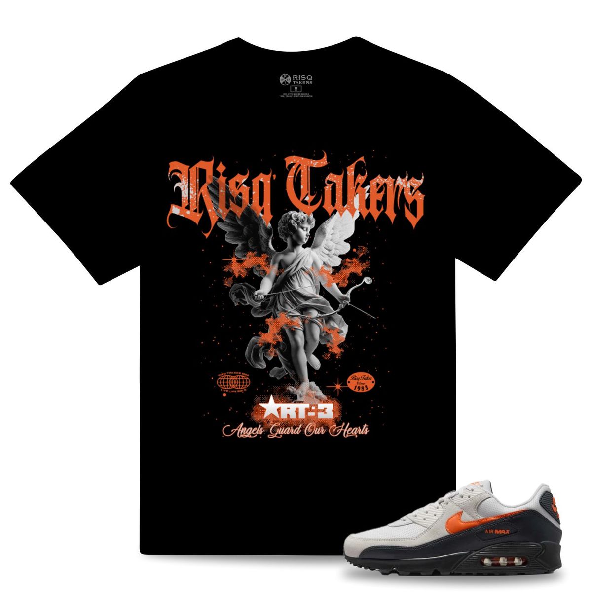 RISQ TAKERS t-shirt Angels Guard Our Hearts V2 Black