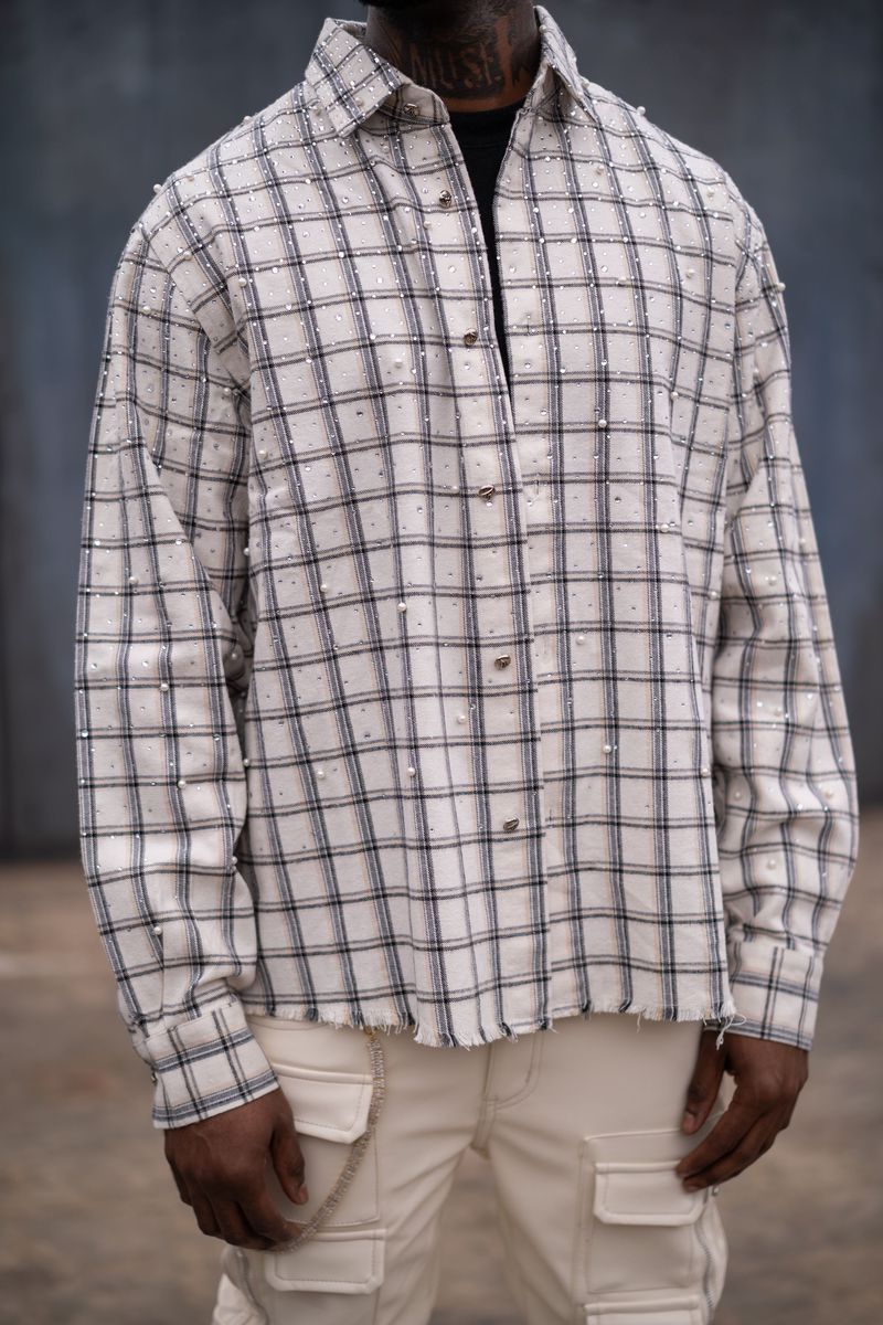 PAPER MOMEY Diamond District Flannel with Rhinestones and Pearls