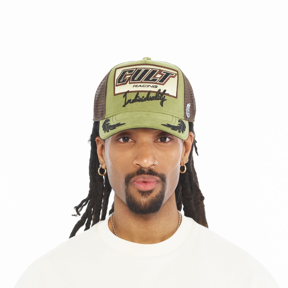 CULT OF INDIVIDUALITY HAT MESH BACK TRUCKER CURVED VISOR " CULT RACING "