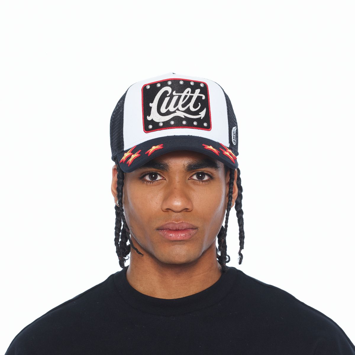 CULT OF INDIVIDUALITY HAT MESH BACK TRUCKER CURVED VISOR " STARS"
