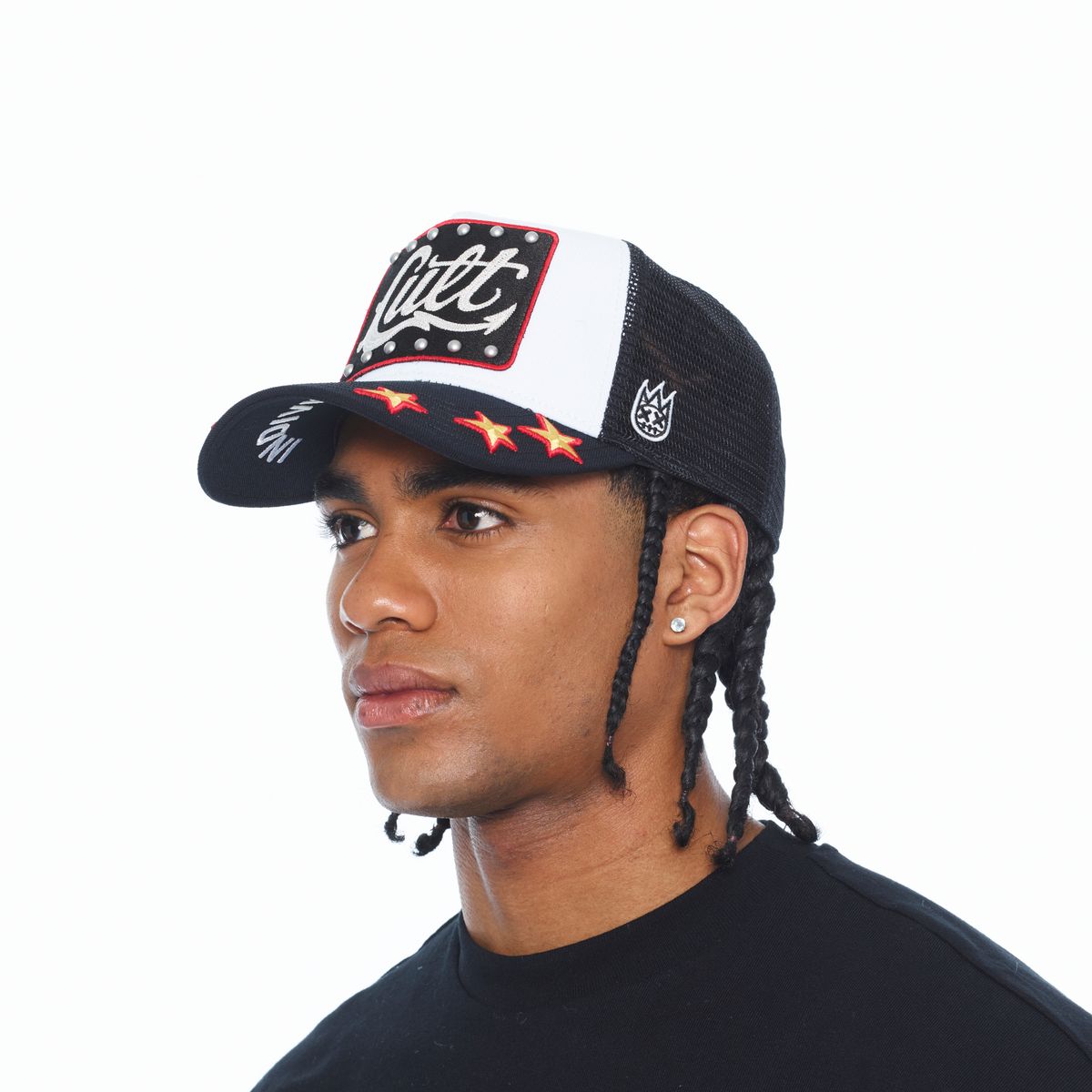 CULT OF INDIVIDUALITY HAT MESH BACK TRUCKER CURVED VISOR " STARS"