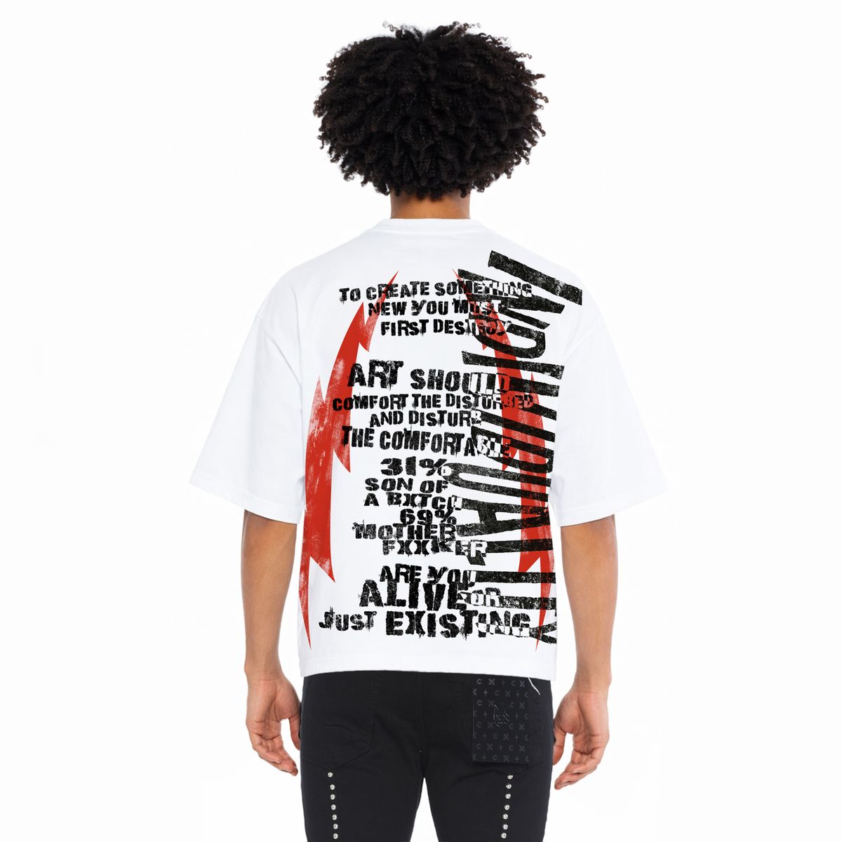 CULT OF INDIVIDIALITY JERSEY SHORT SLEEVE CREW NECK TEE " CULT ANARCHY"