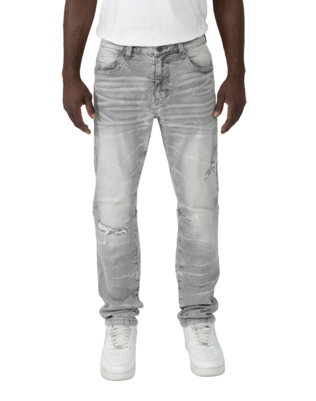 SMOKE RICE PANTS CRYSTAL EFFECT JEANS DÉLAVÉS-JP25615/HEAVEN GREY