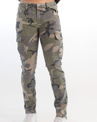 KINDRED RHINESTONE CARGO PANTS (KD2228A GREEN CAMO)