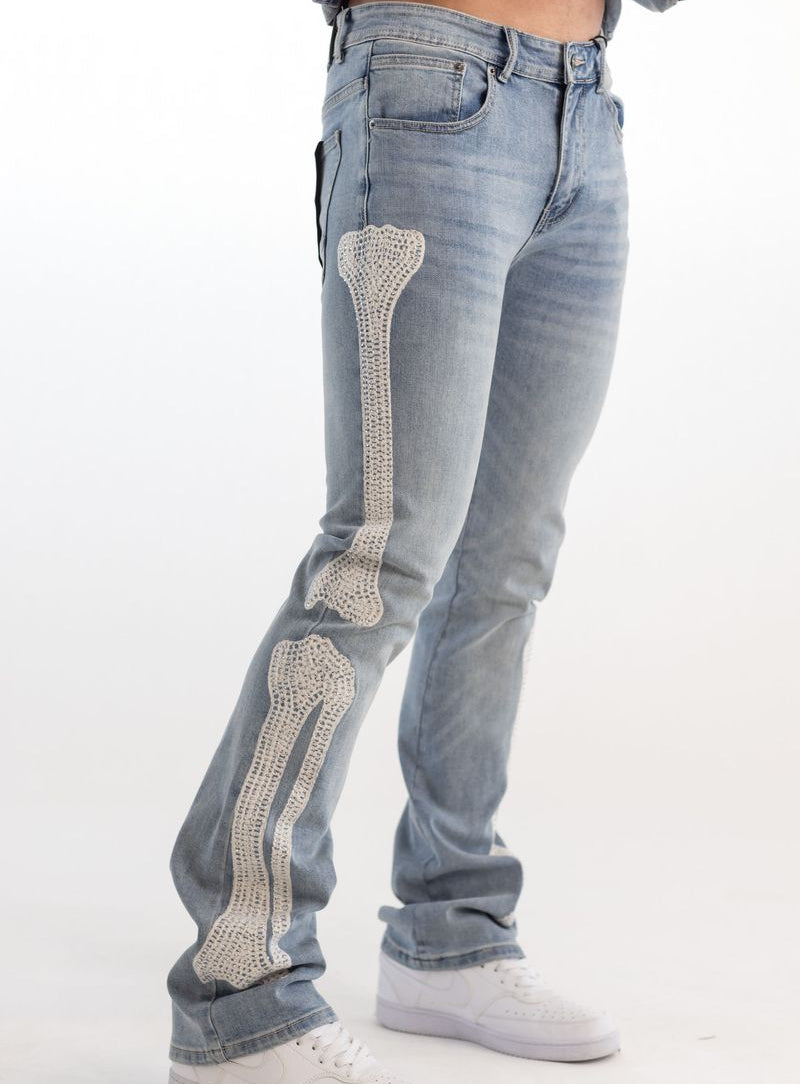 KINDRED PREMIUM SKELETON EMBROIDERY RHINESTONE PANTS