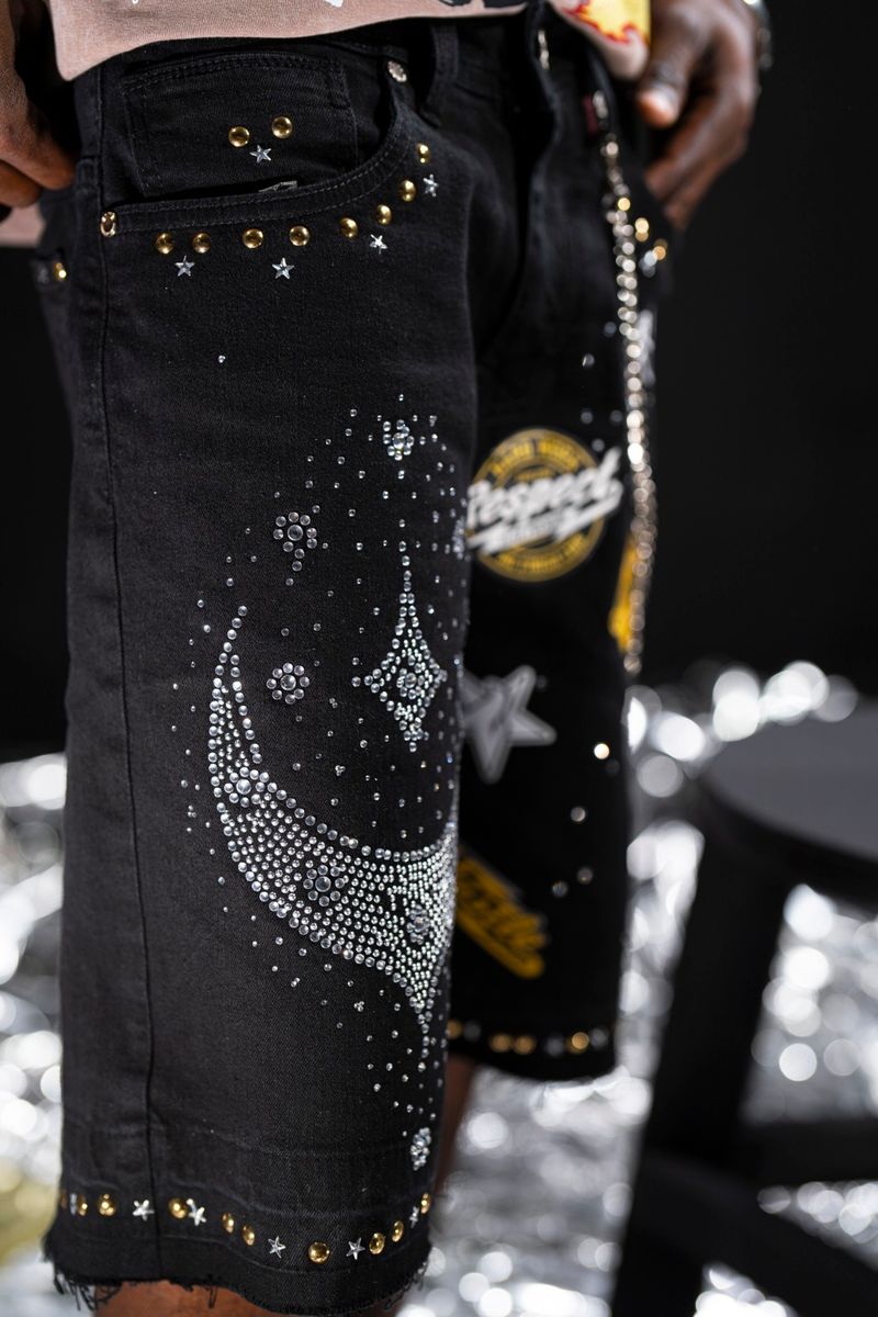 ELITE PREMIUM DENIM Night Sky Mens Denim Shorts (19470)