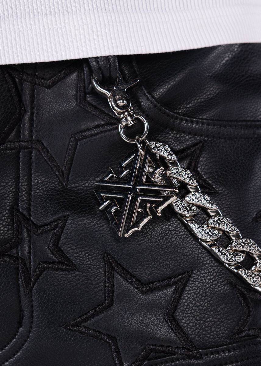 GUAPI  Obsidian Black Stars Leather Shorts