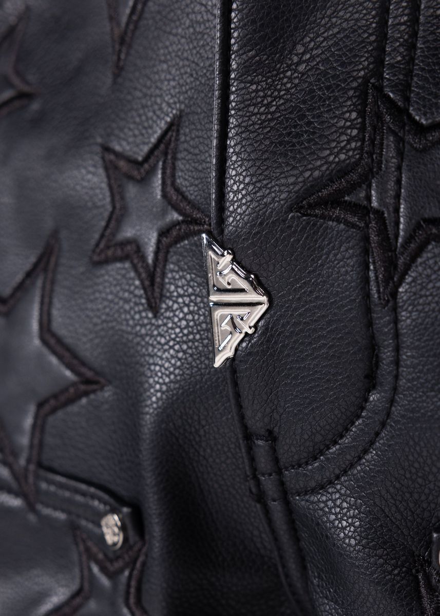 GUAPI  Obsidian Black Stars Leather Shorts