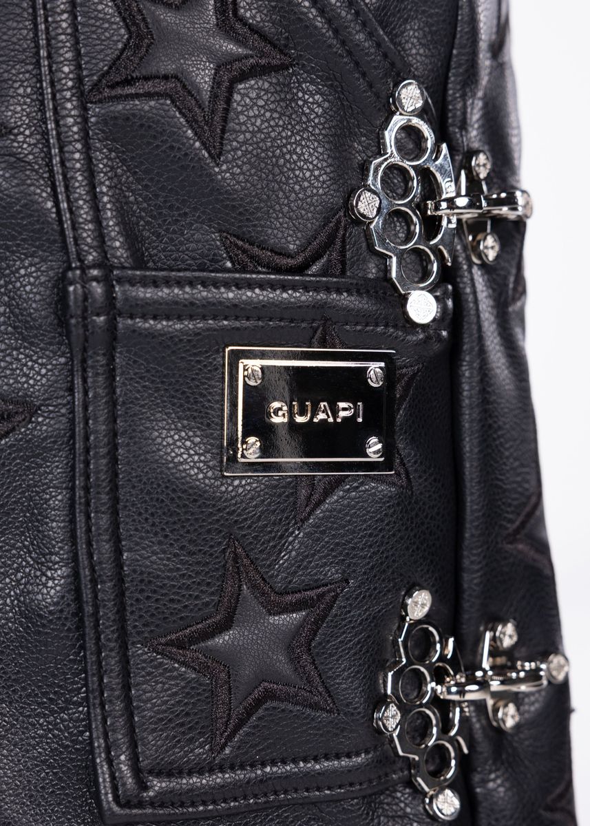 GUAPI  Obsidian Black Stars Leather Shorts