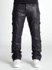 GUAPI PANTS All Black Cross Straight Leg Denim