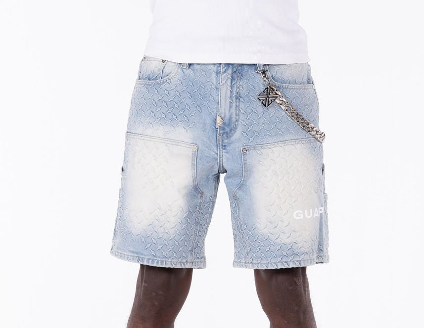 GUAPI Aqua Blue Steel Plate Carpenter Shorts