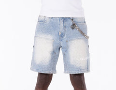 GUAPI Aqua Blue Steel Plate Carpenter Shorts