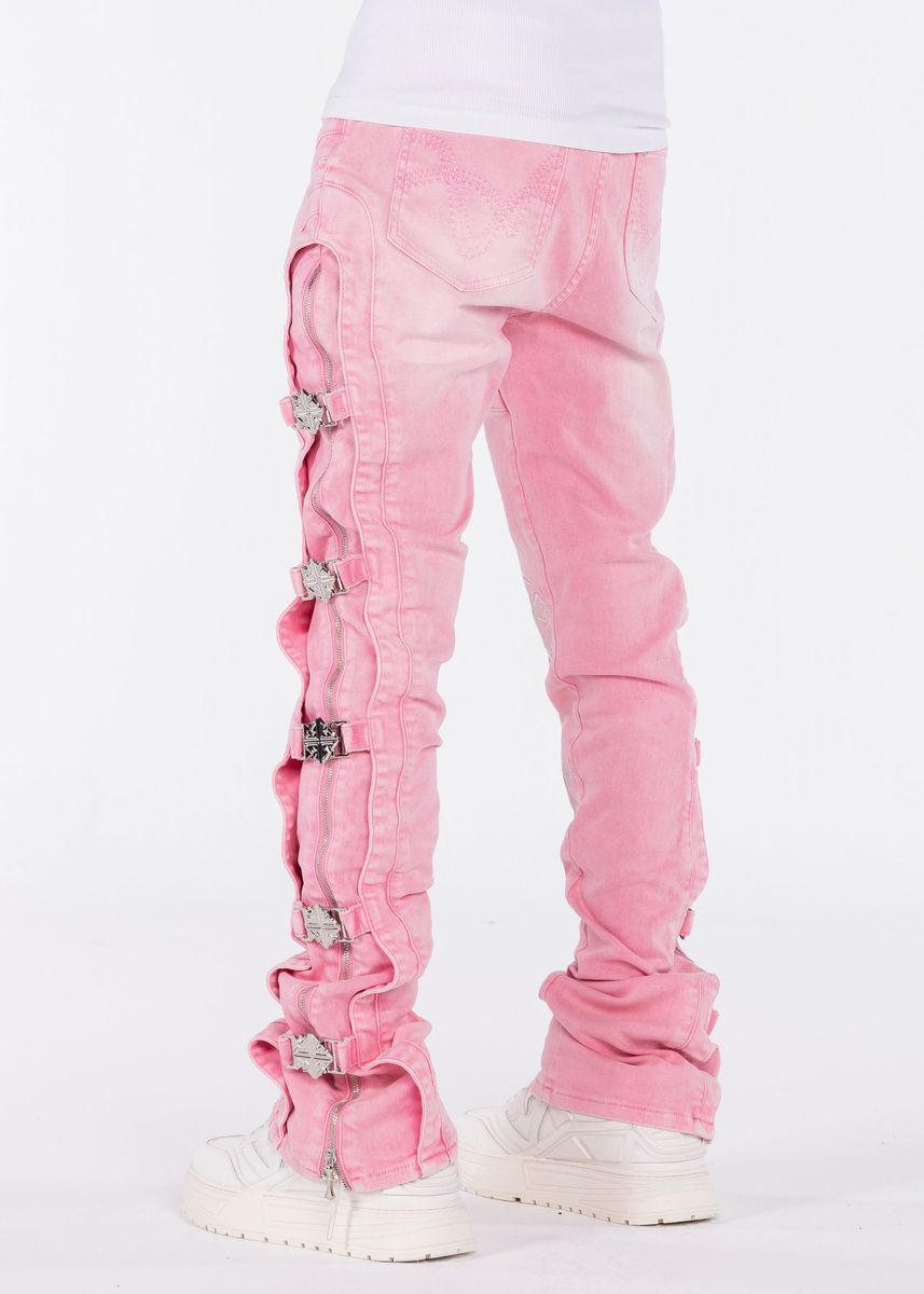 GUAPI PANTS French Rose Cross Buckle Denim