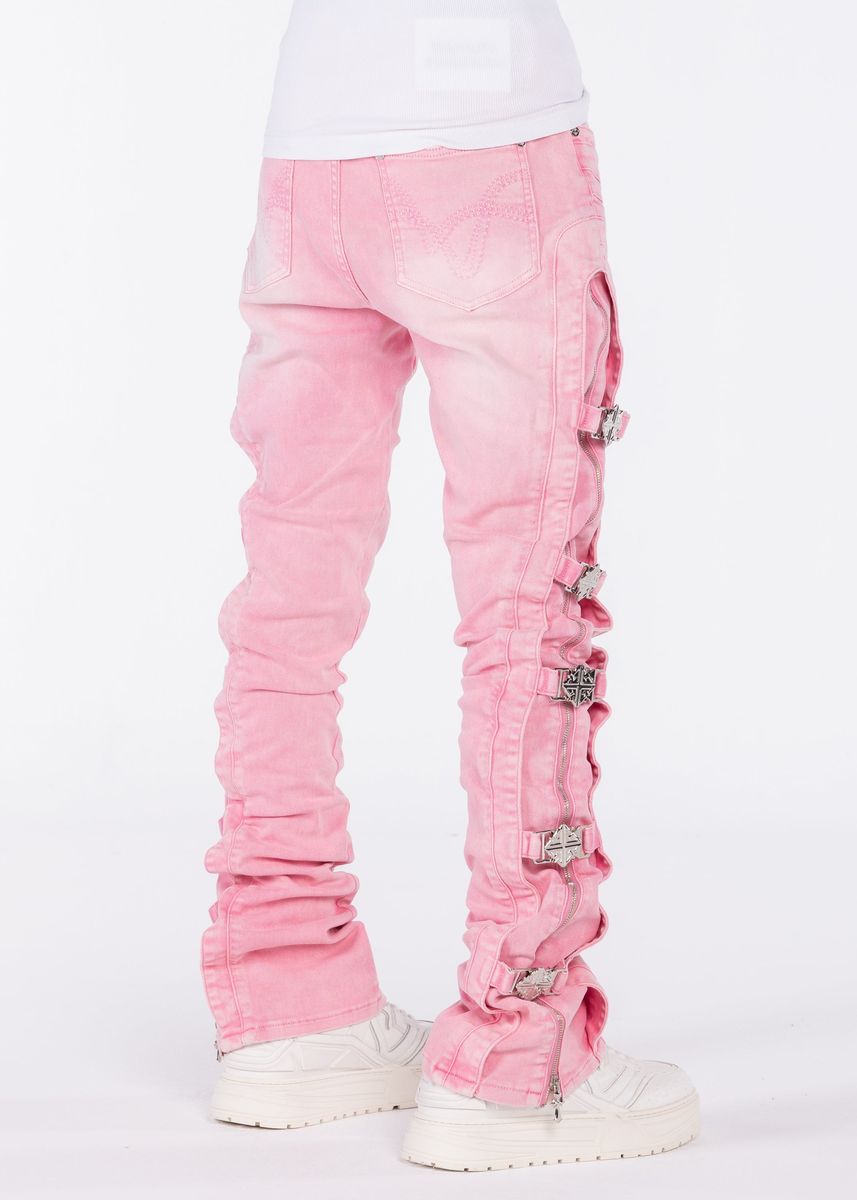 GUAPI PANTS French Rose Cross Buckle Denim