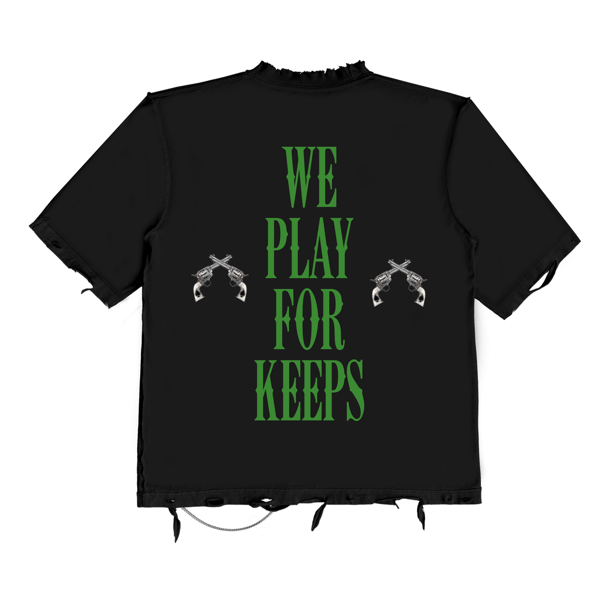 NOVEMBER REINE T-SHIRT WE PLAY FOR KEEPS"  HEAVYWEIGHT TEE BLACK AND GREEN