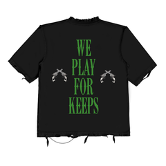 NOVEMBER REINE T-SHIRT WE PLAY FOR KEEPS"  HEAVYWEIGHT TEE BLACK AND GREEN