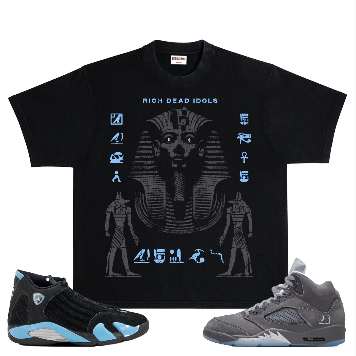 RICH DEAD IDOLS "PHARAOH" T-SHIRT BLACK GREY BLUE