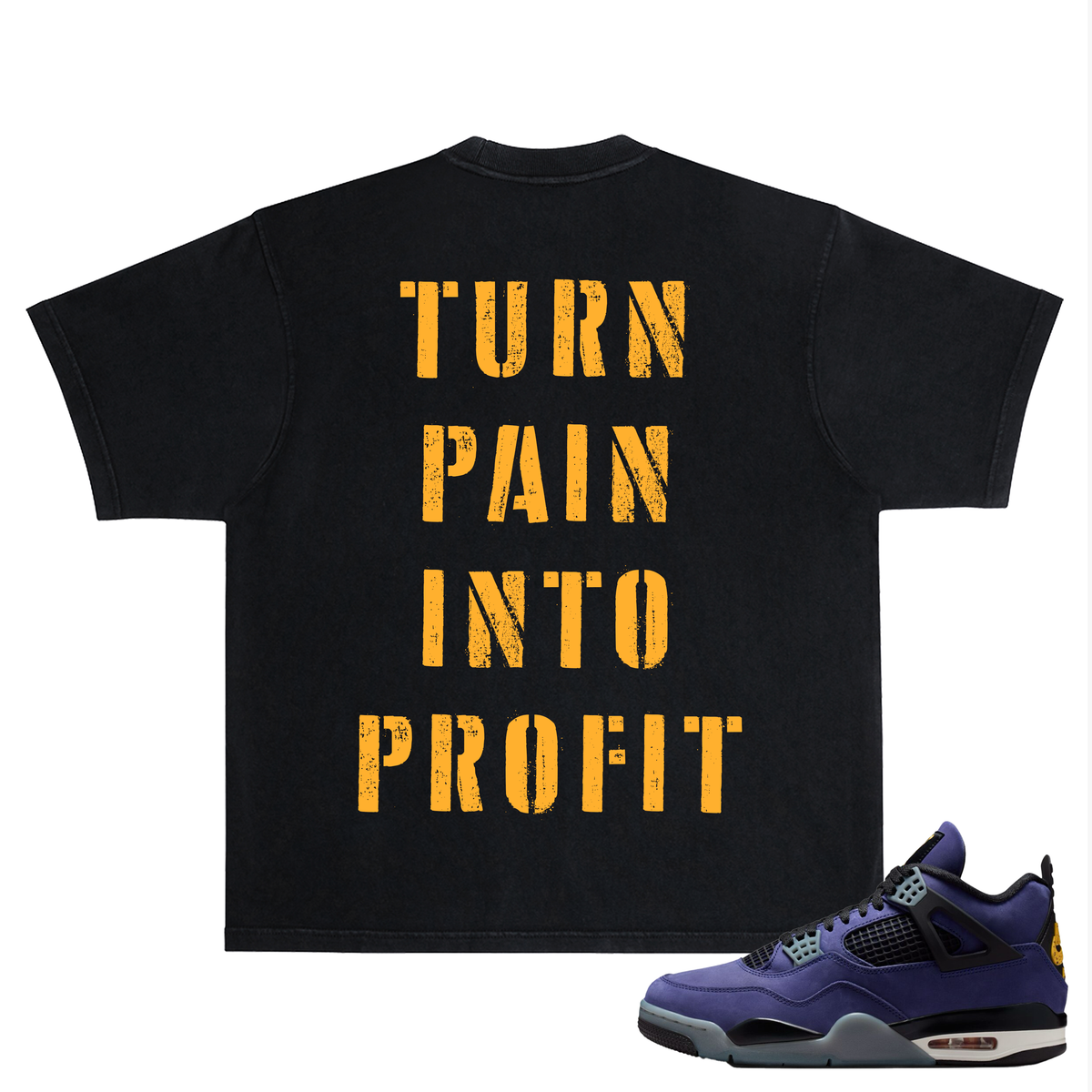 RICH DEAD IDOLS "TURN PAIN INTO PROFIT" T-SHIRT BLACK AND GOLD