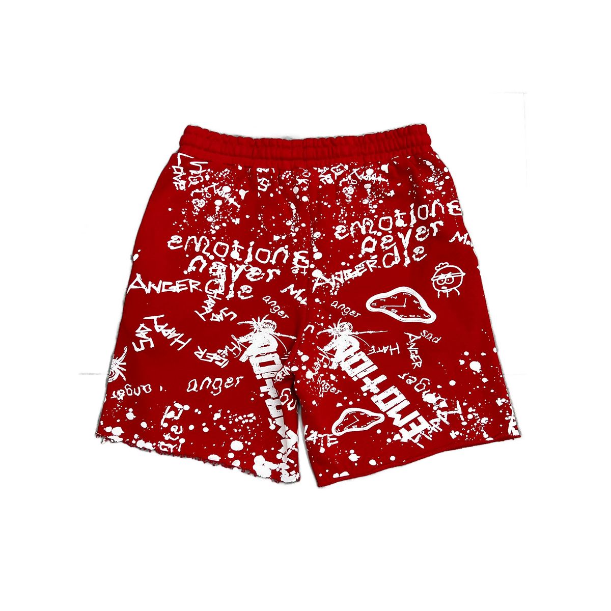 MIXED EMOTION Red 'Graffiti' shorts