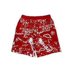MIXED EMOTION Red 'Graffiti' shorts