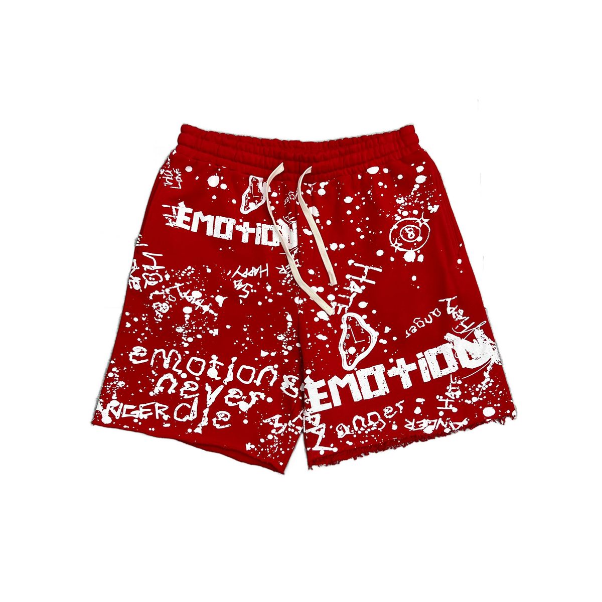 MIXED EMOTION Red 'Graffiti' shorts