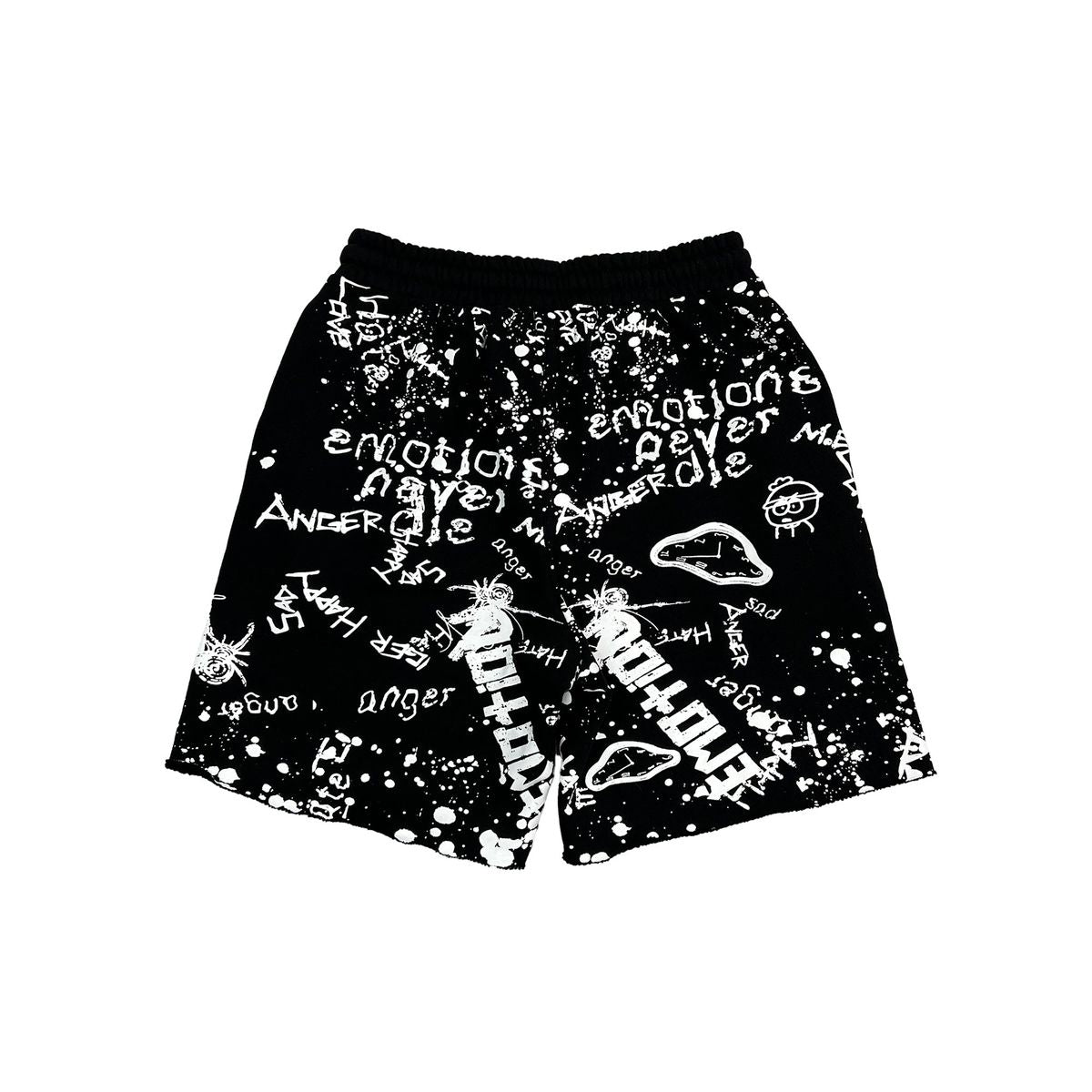 MIXED EMOTION Black 'Graffiti' shorts