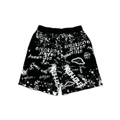 MIXED EMOTION Black 'Graffiti' shorts