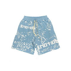 MIXED EMOTION Blue 'Graffiti' shorts