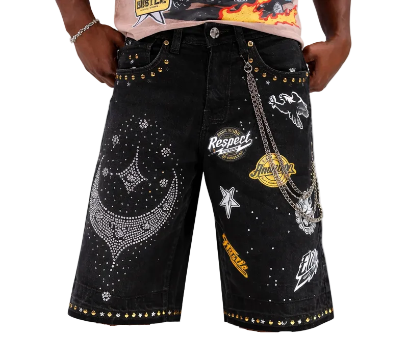 ELITE PREMIUM DENIM Night Sky Mens Denim Shorts (19470)