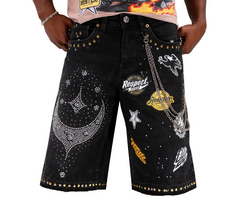 ELITE PREMIUM DENIM Night Sky Mens Denim Shorts (19470)