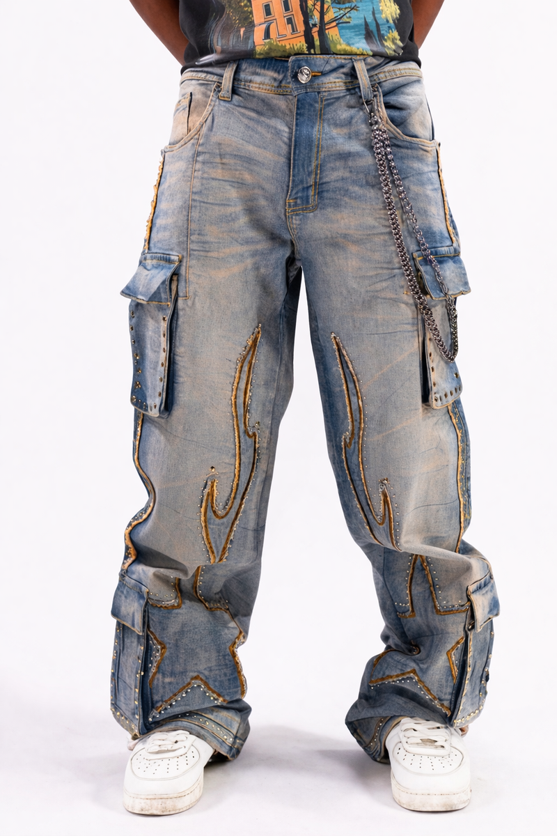 ELITE PREMIUM DENIM Vintage Stars Mens Cargo 19477