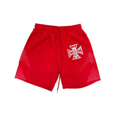 MIXED EMOTION red ‘classic’ nylon shorts