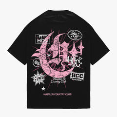 HUSTLERS COUTRY CLUB t-shirts Pink Uzi Chaos F/B