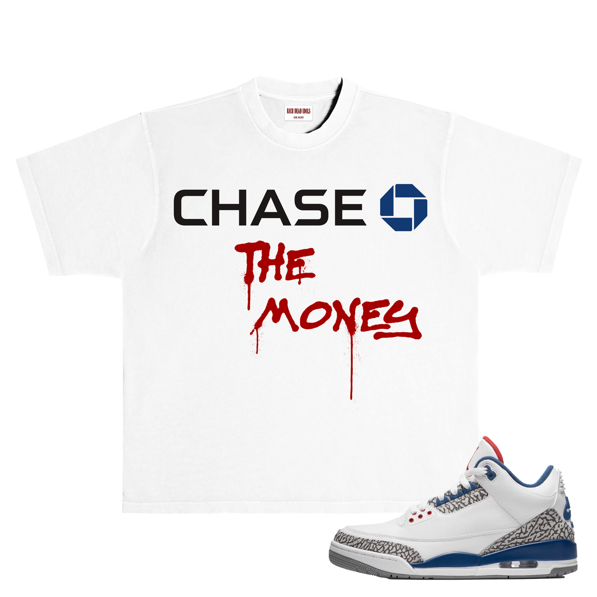 RICH DEAD IDOLS t-shirt "chase bank" T-SHIRT WHITE
