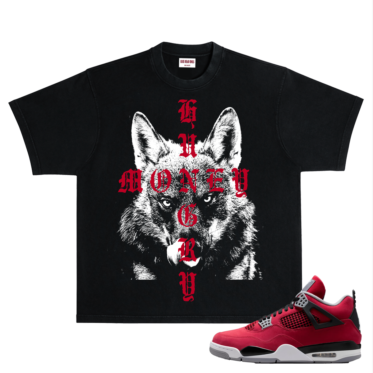 RICH DEAD IDOLS t-shirt "money hungry " BLACK AND RED