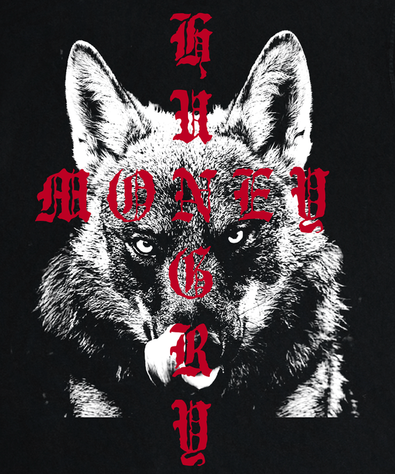 RICH DEAD IDOLS t-shirt "money hungry " BLACK AND RED