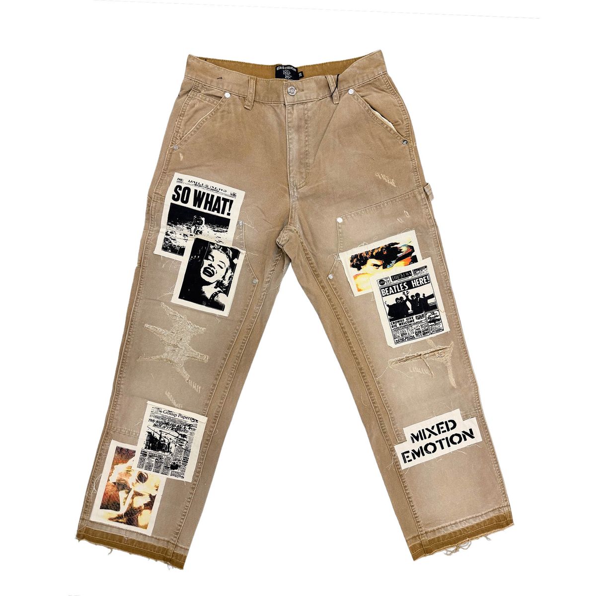MIXED EMOTION Newspaper” Carpenter Pants