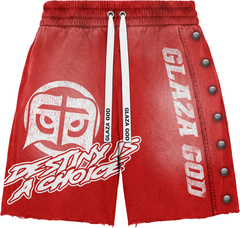 GLAZA GOD Heavyweight French Terry Shorts – Red Wash
