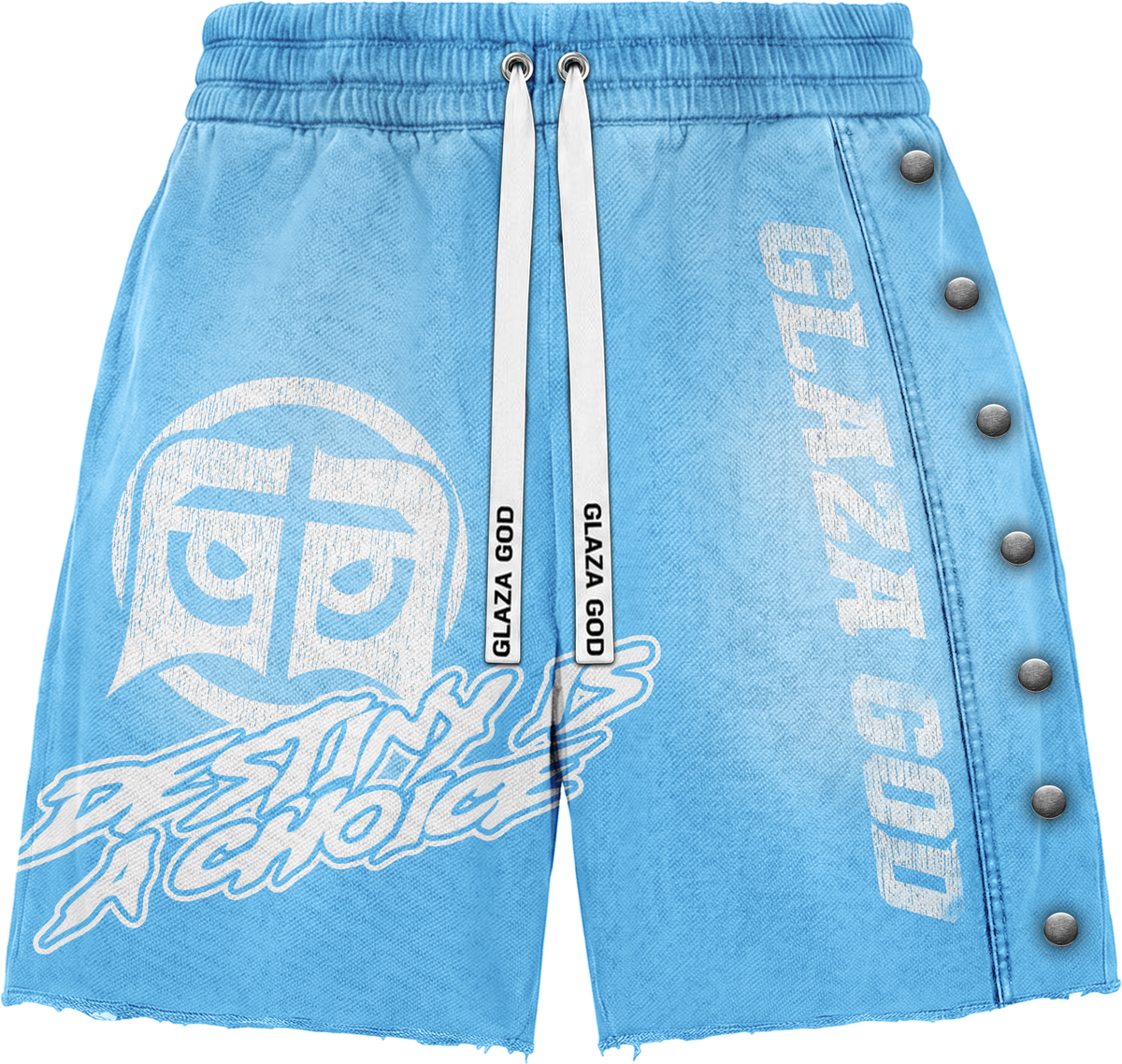 GLAZA GOD Heavyweight French Terry Shorts – Blue Wash